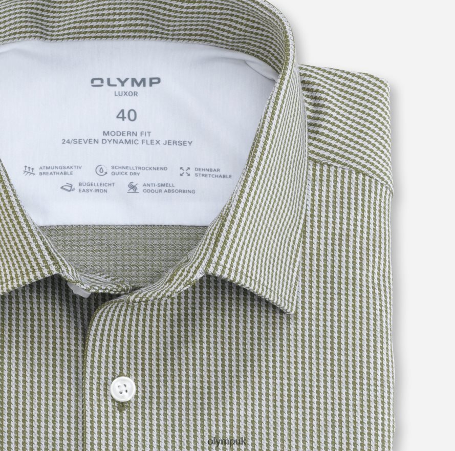 Clothing OLYMP Luxor 24/Seven Modern Fit, Business Shirt, New Kent, Olive NZ22L1324