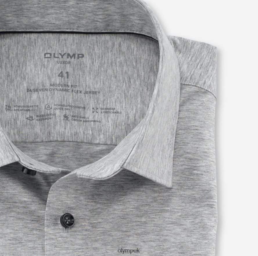 Clothing OLYMP Luxor 24/Seven Modern Fit, Business Shirt, New Kent, Silver Grey NZ22L986