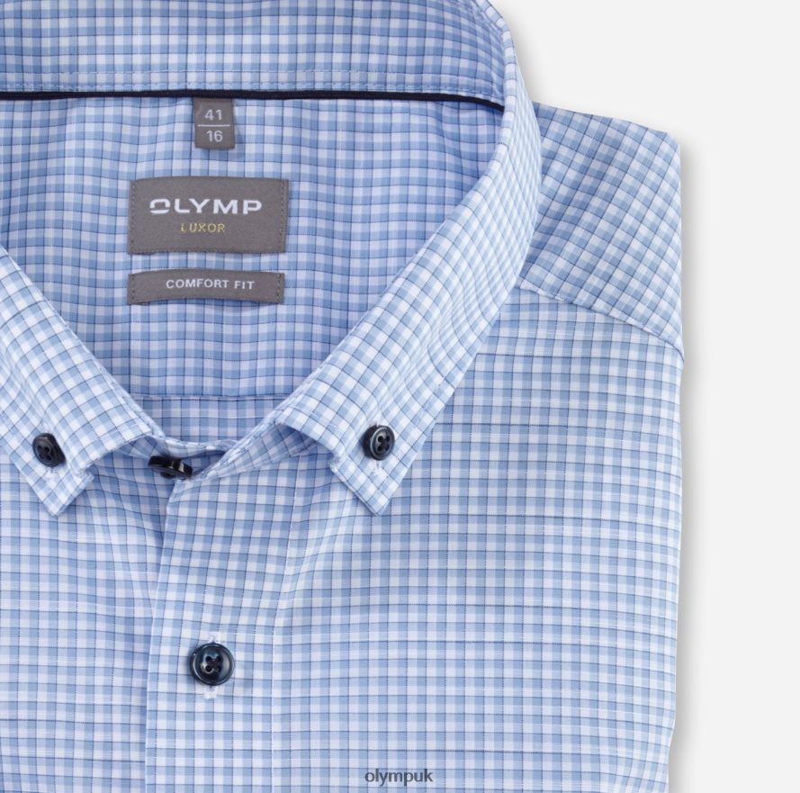 Clothing OLYMP Luxor Comfort Fit, Business Shirt, Button-Down, Bleu NZ22L1649