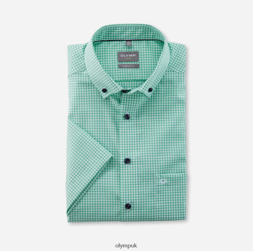 Clothing OLYMP Luxor Comfort Fit, Business Shirt, Button-Down, Light Green NZ22L1535