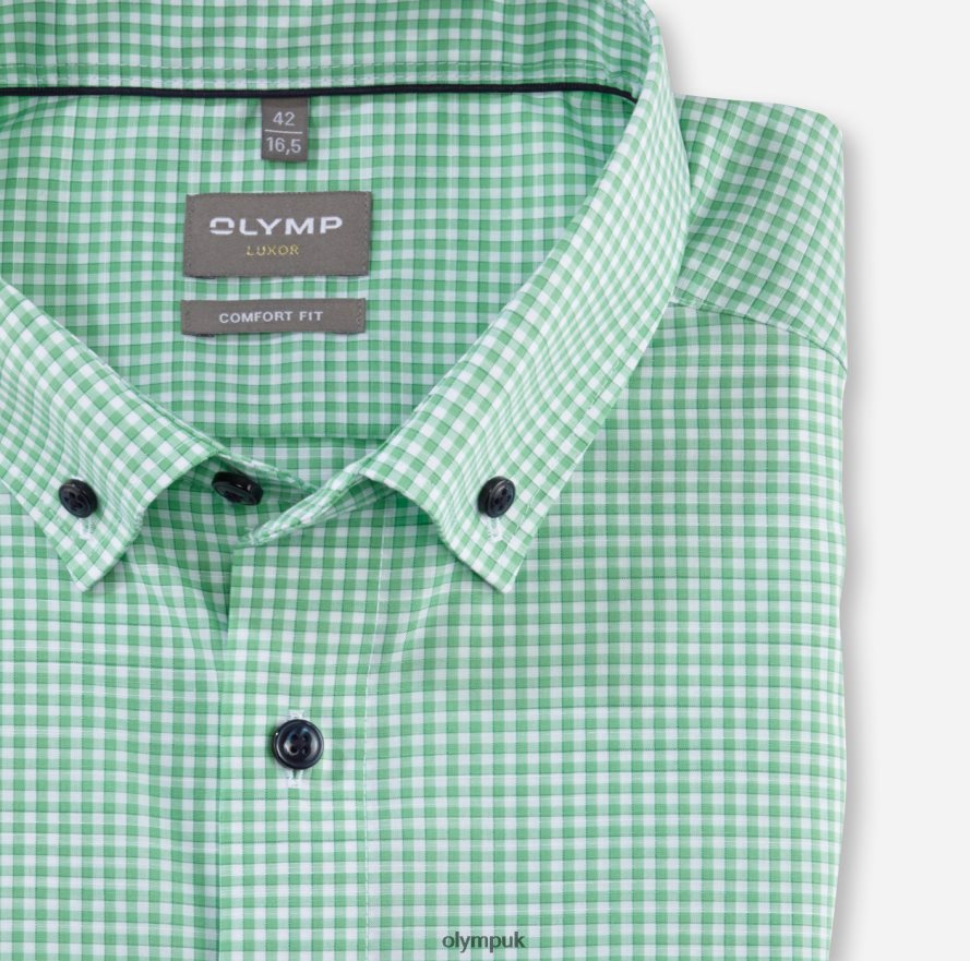 Clothing OLYMP Luxor Comfort Fit, Business Shirt, Button-Down, Light Green NZ22L1601