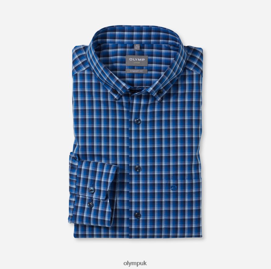 Clothing OLYMP Luxor Comfort Fit, Business Shirt, Button-Down, Royal NZ22L1521