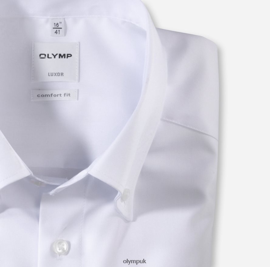 Clothing OLYMP Luxor Comfort Fit, Business Shirt, Button-Down, White NZ22L1678