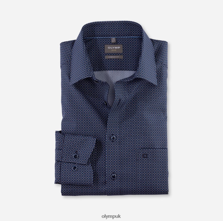 Clothing OLYMP Luxor Comfort Fit, Business Shirt, Long Sleeve Extra Long, New Kent, Marine NZ22L1694