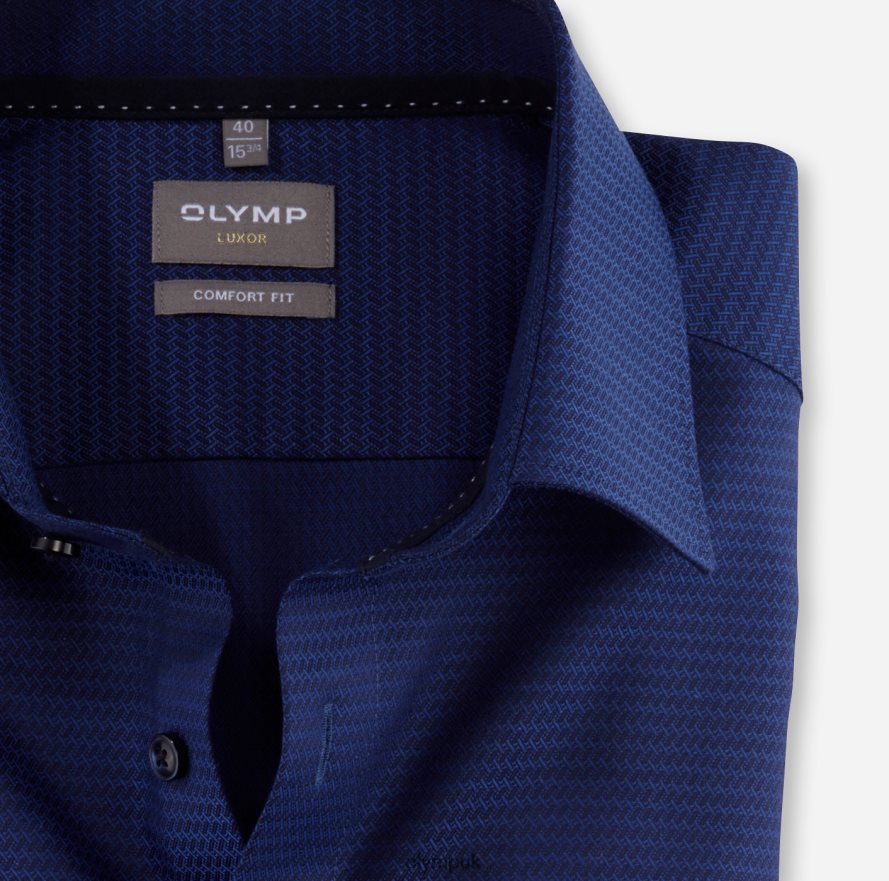 Clothing OLYMP Luxor Comfort Fit, Business Shirt, Long Sleeve Extra Long, New Kent, Marine NZ22L1695