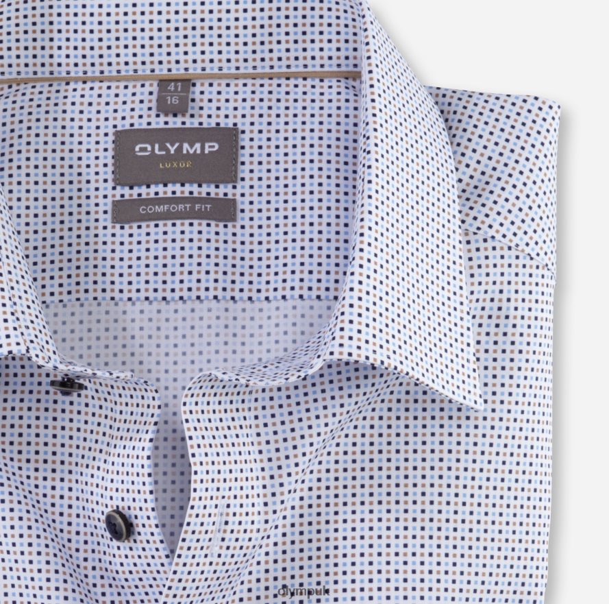 Clothing OLYMP Luxor Comfort Fit, Business Shirt, Long Sleeve Extra Long, New Kent, Natural NZ22L1700