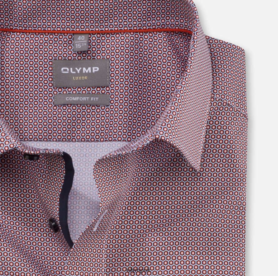 Clothing OLYMP Luxor Comfort Fit, Business Shirt, New Kent, Red Orange NZ22L1665