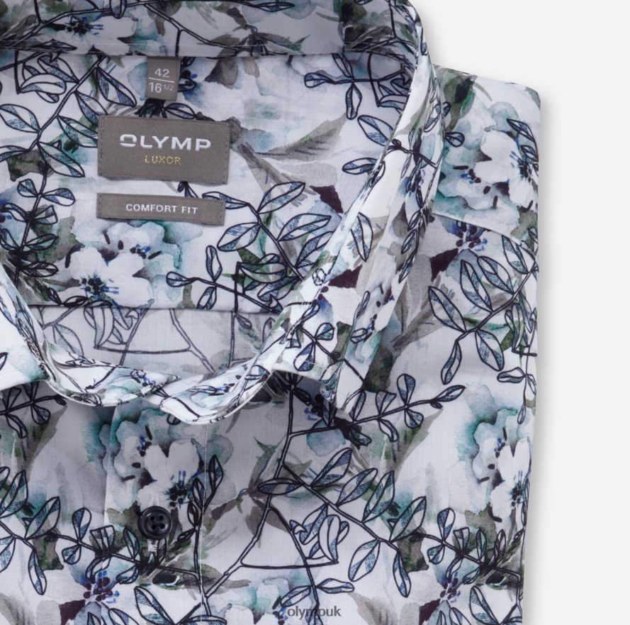 Clothing OLYMP Luxor Comfort Fit, Business Shirt, Under Button-Down, Aqua NZ22L1624