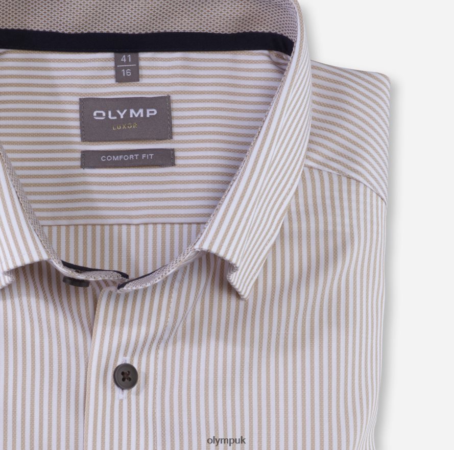 Clothing OLYMP Luxor Comfort Fit, Business Shirt, Under Button-Down, Natural NZ22L1546