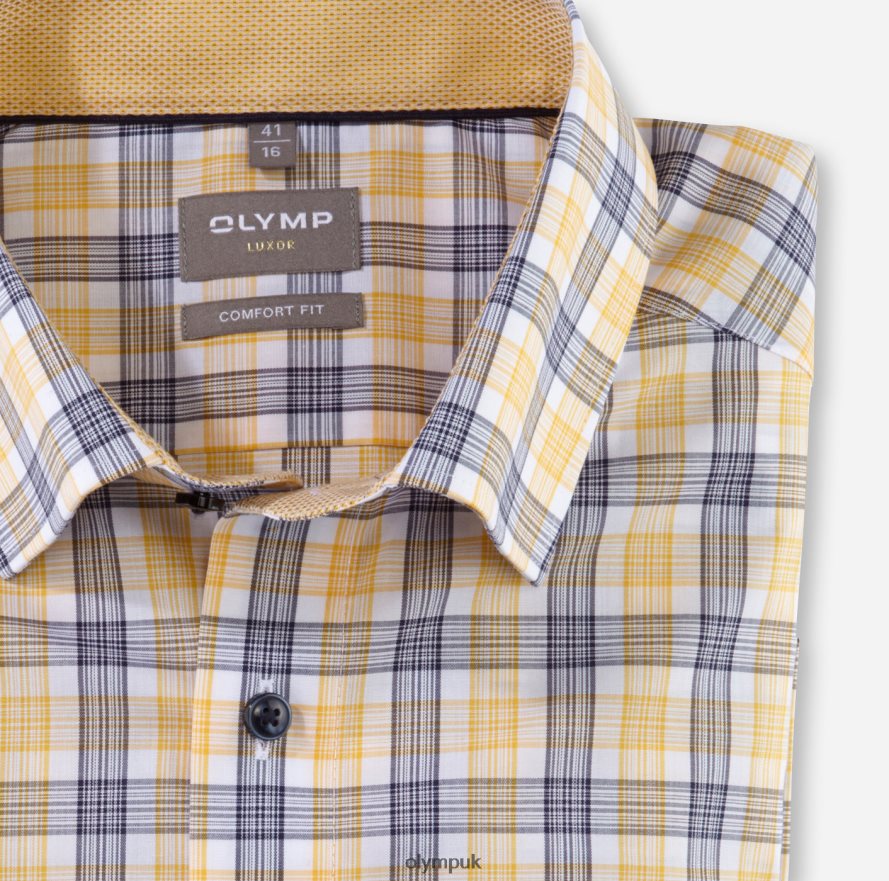 Clothing OLYMP Luxor Comfort Fit, Business Shirt, Under Button-Down, Yellow NZ22L1512