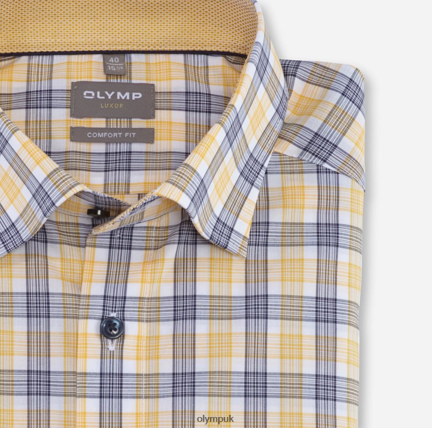 Clothing OLYMP Luxor Comfort Fit, Business Shirt, Under Button-Down, Yellow NZ22L1520