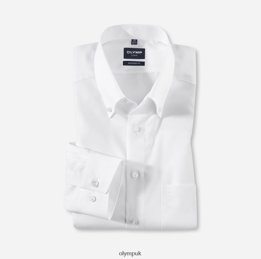 Clothing OLYMP Luxor Modern Fit, Business Shirt, Button-Down, White NZ22L1377