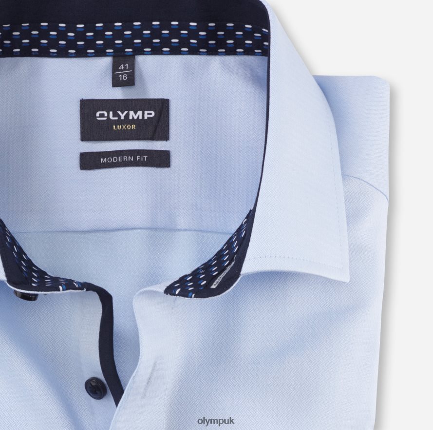 Clothing OLYMP Luxor Modern Fit, Business Shirt, Extra Short Sleeve, Global Kent, Bleu NZ22L1460