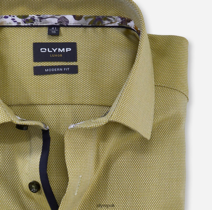 Clothing OLYMP Luxor Modern Fit, Business Shirt, Extra Short Sleeve, Global Kent, Lime NZ22L1462