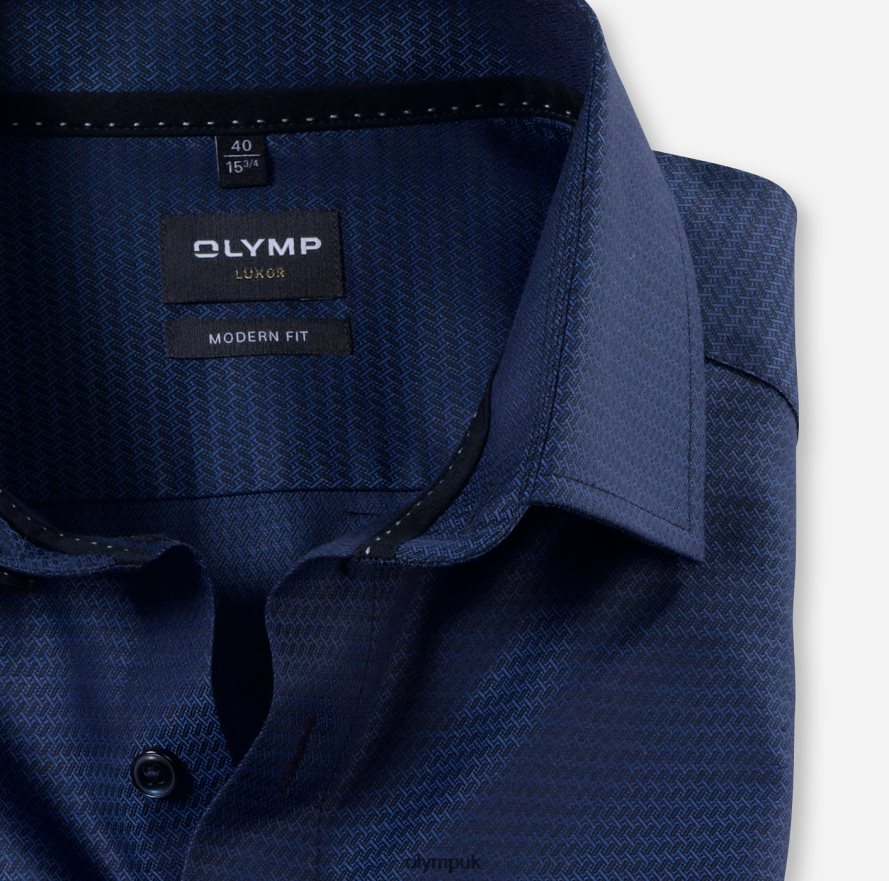 Clothing OLYMP Luxor Modern Fit, Business Shirt, Extra Short Sleeve, Global Kent, Marine NZ22L1467