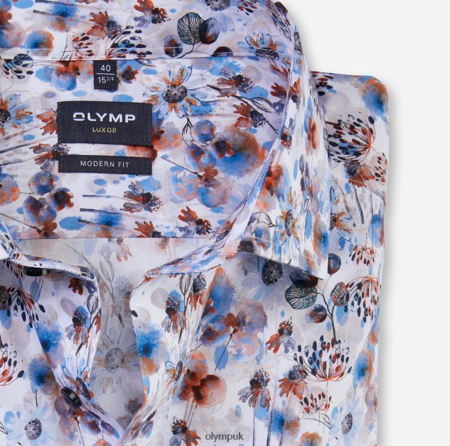 Clothing OLYMP Luxor Modern Fit, Business Shirt, Extra Short Sleeve, Global Kent, Orange NZ22L1463