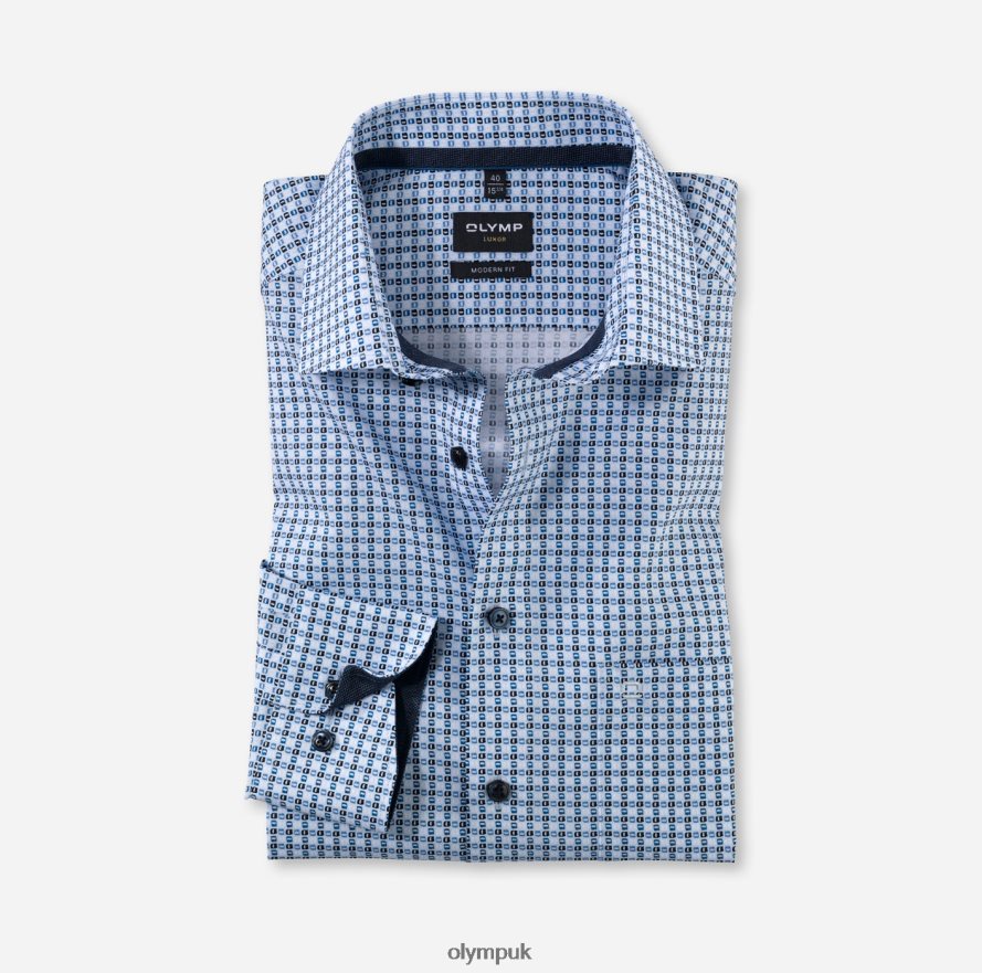 Clothing OLYMP Luxor Modern Fit, Business Shirt, Global Kent, Bleu NZ22L1161