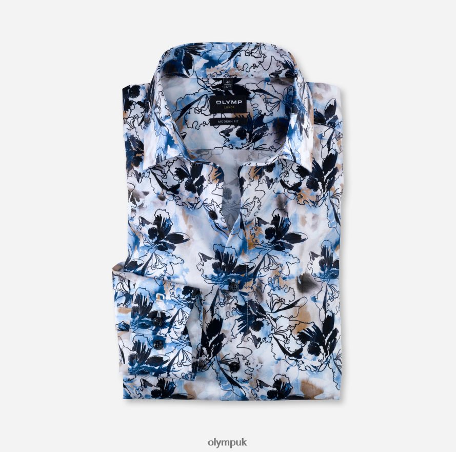 Clothing OLYMP Luxor Modern Fit, Business Shirt, Global Kent, Bleu NZ22L1334