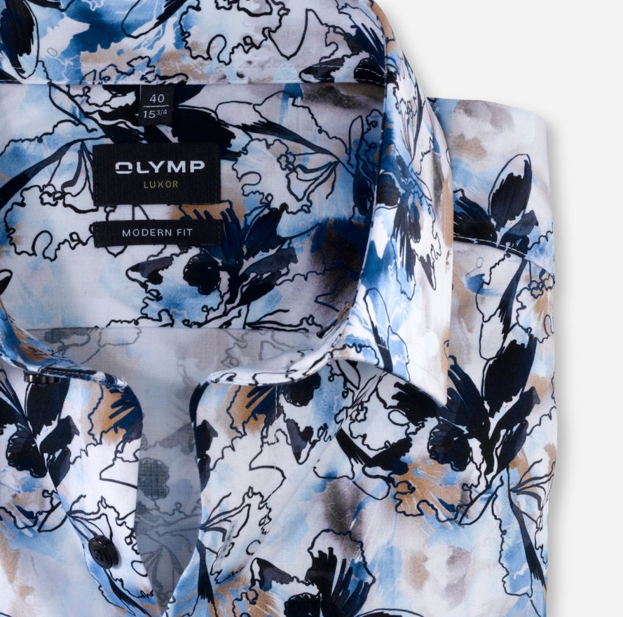 Clothing OLYMP Luxor Modern Fit, Business Shirt, Global Kent, Bleu NZ22L1334