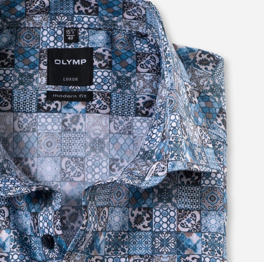 Clothing OLYMP Luxor Modern Fit, Business Shirt, Global Kent, Bleu NZ22L1361