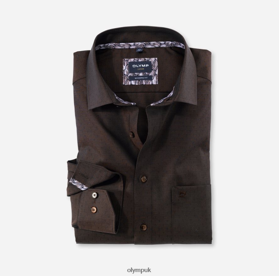 Clothing OLYMP Luxor Modern Fit, Business Shirt, Global Kent, Brown NZ22L1362