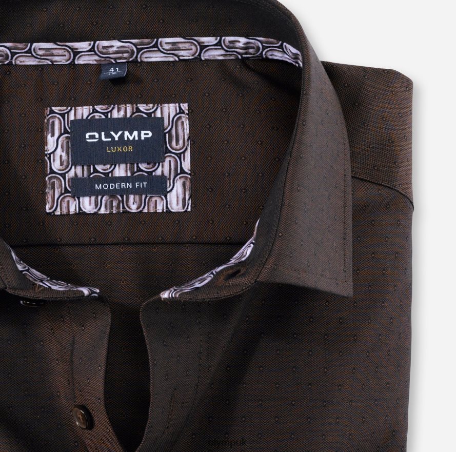 Clothing OLYMP Luxor Modern Fit, Business Shirt, Global Kent, Brown NZ22L1362