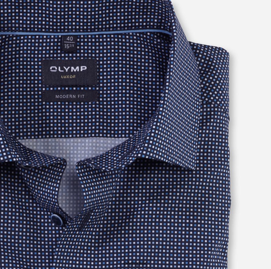 Clothing OLYMP Luxor Modern Fit, Business Shirt, Global Kent, Marine NZ22L1112