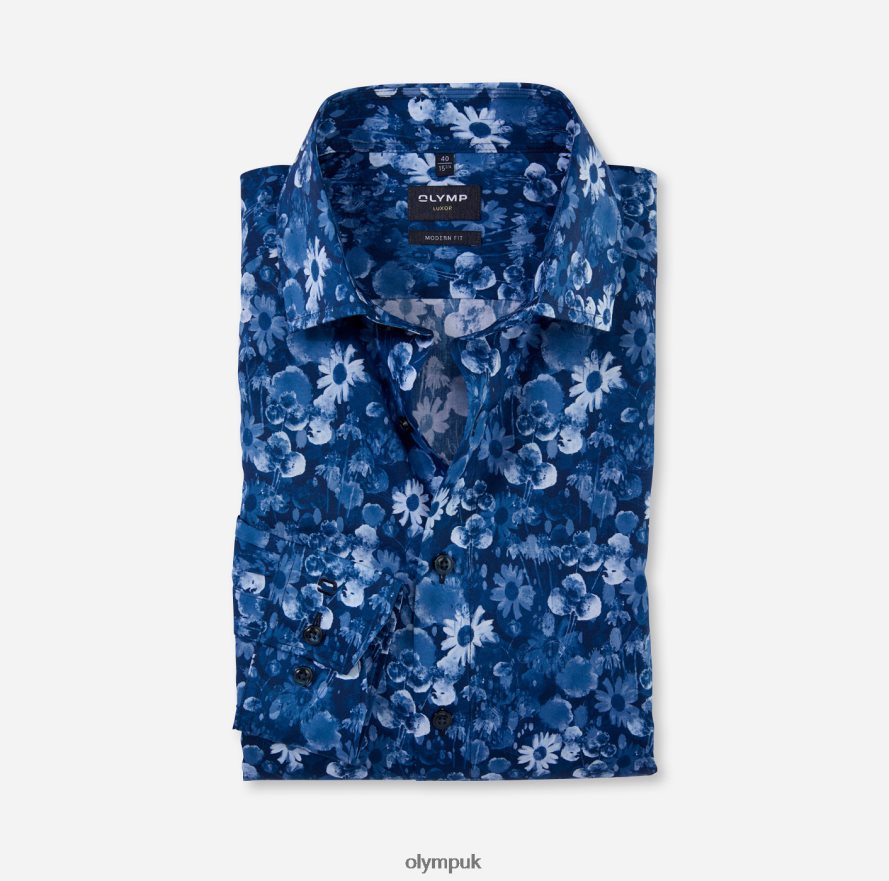 Clothing OLYMP Luxor Modern Fit, Business Shirt, Global Kent, Marine NZ22L1145