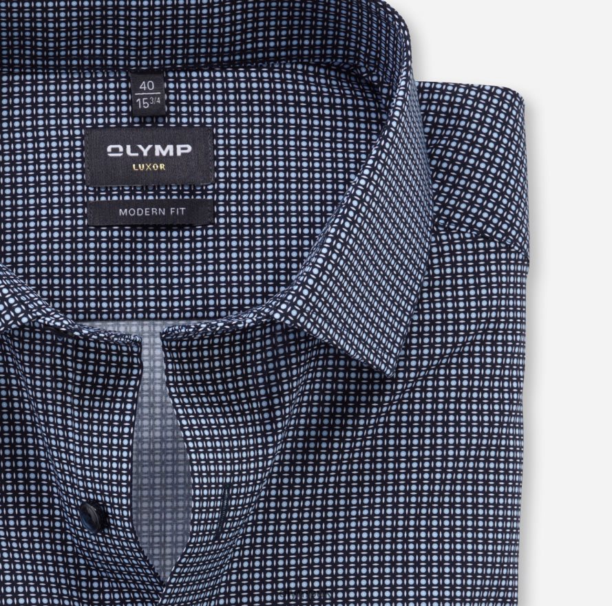 Clothing OLYMP Luxor Modern Fit, Business Shirt, Global Kent, Marine NZ22L1157