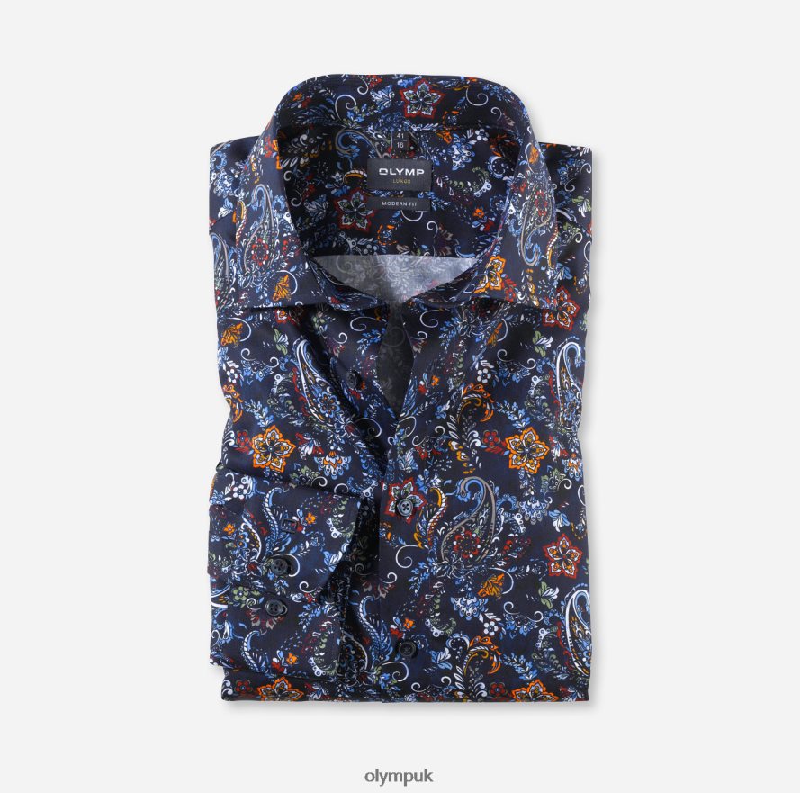 Clothing OLYMP Luxor Modern Fit, Business Shirt, Global Kent, Marine NZ22L1214
