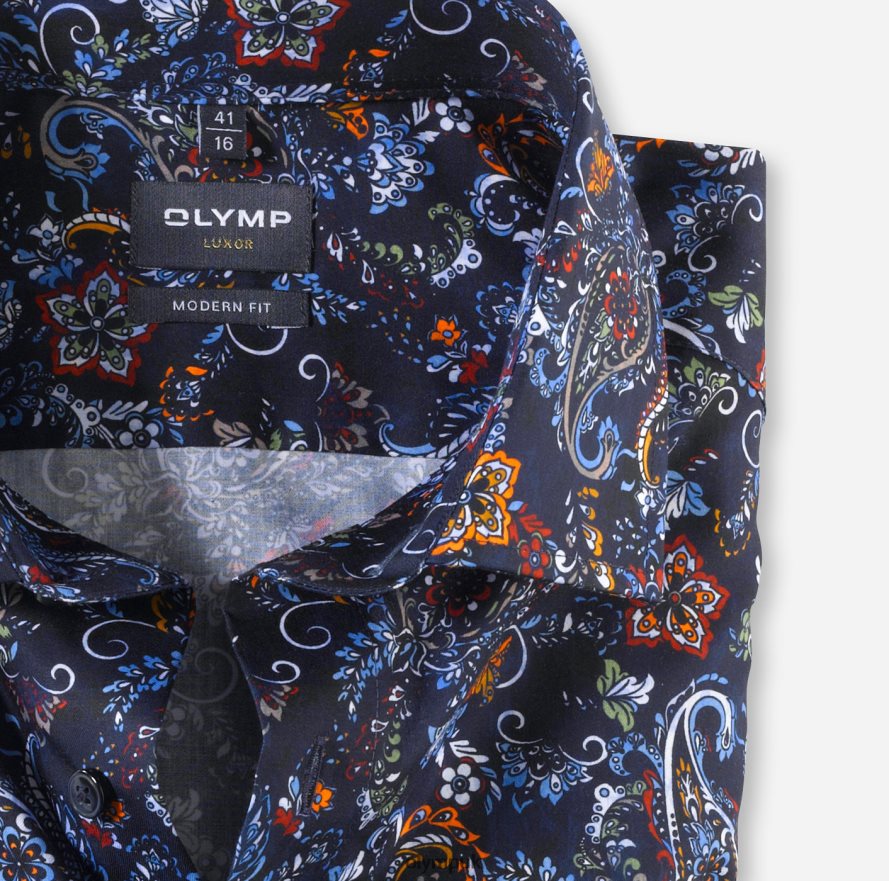 Clothing OLYMP Luxor Modern Fit, Business Shirt, Global Kent, Marine NZ22L1214