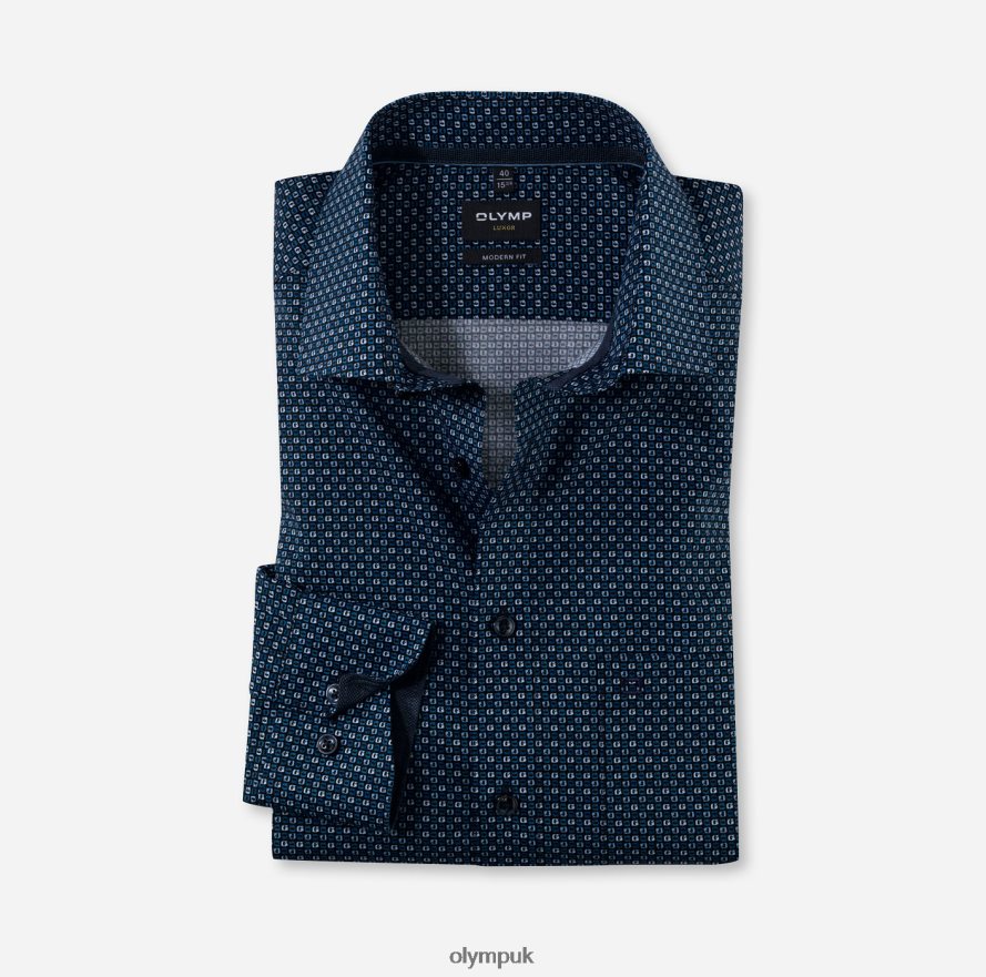 Clothing OLYMP Luxor Modern Fit, Business Shirt, Global Kent, Marine NZ22L1276