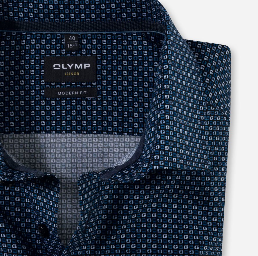 Clothing OLYMP Luxor Modern Fit, Business Shirt, Global Kent, Marine NZ22L1276