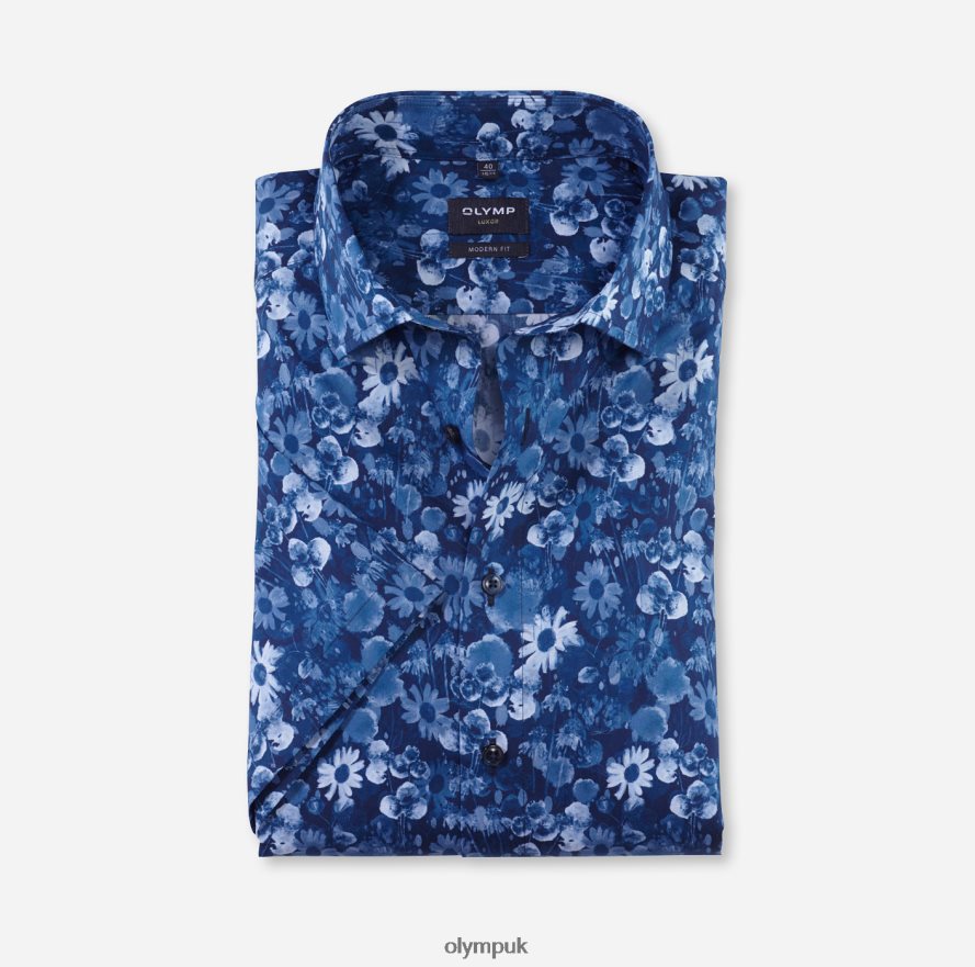 Clothing OLYMP Luxor Modern Fit, Business Shirt, Global Kent, Marine NZ22L977