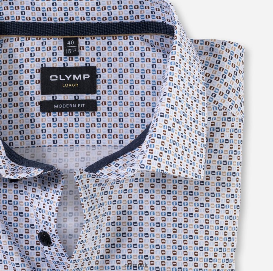Clothing OLYMP Luxor Modern Fit, Business Shirt, Global Kent, Natural NZ22L1162