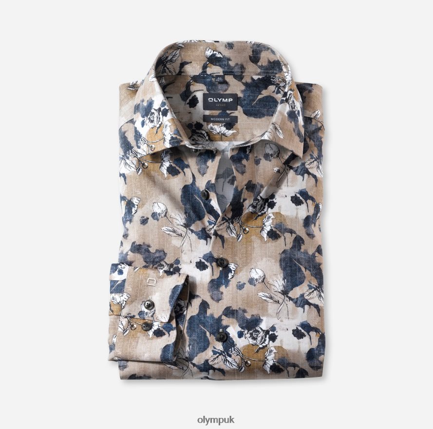 Clothing OLYMP Luxor Modern Fit, Business Shirt, Global Kent, Natural NZ22L1195