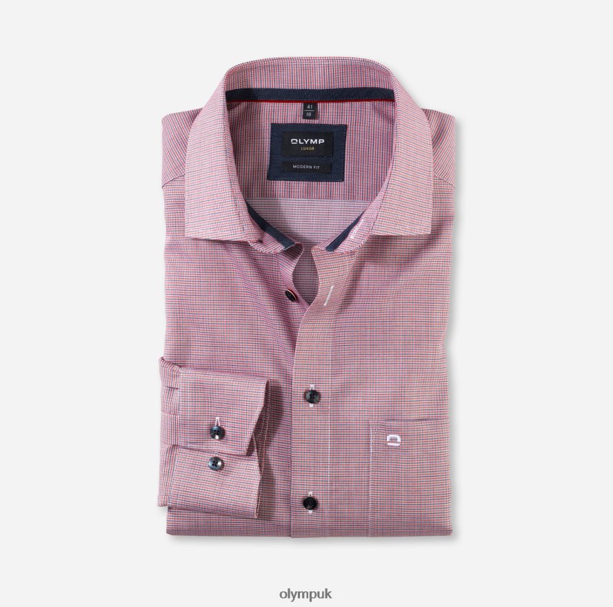Clothing OLYMP Luxor Modern Fit, Business Shirt, Global Kent, Red NZ22L1175