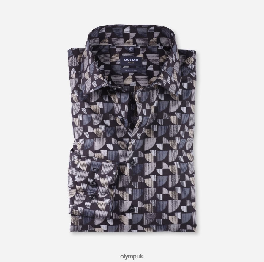 Clothing OLYMP Luxor Modern Fit, Business Shirt, Global Kent, Taupe NZ22L1003