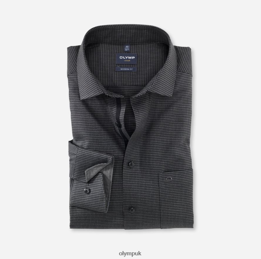 Clothing OLYMP Luxor Modern Fit, Business Shirt, Long Sleeve Extra Long, Global Kent, Black NZ22L1445