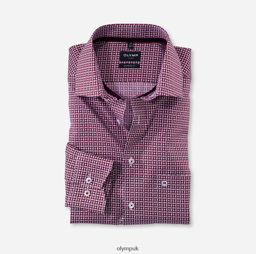 Clothing OLYMP Luxor Modern Fit, Business Shirt, Long Sleeve Extra Long, Global Kent, Garnet NZ22L1442
