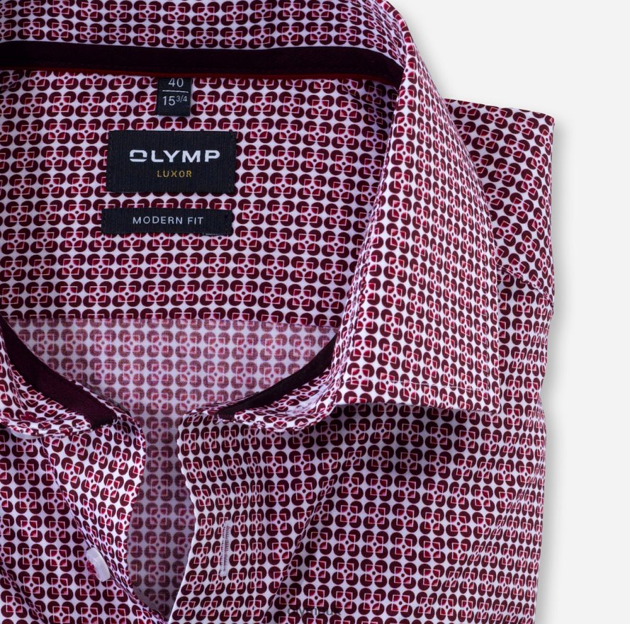 Clothing OLYMP Luxor Modern Fit, Business Shirt, Long Sleeve Extra Long, Global Kent, Garnet NZ22L1442