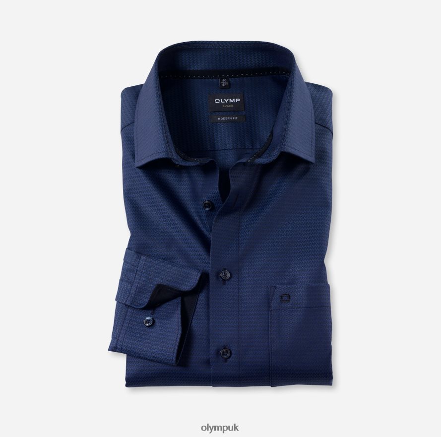 Clothing OLYMP Luxor Modern Fit, Business Shirt, Long Sleeve Extra Long, Global Kent, Marine NZ22L1415