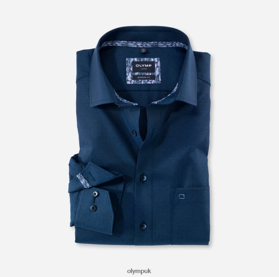Clothing OLYMP Luxor Modern Fit, Business Shirt, Long Sleeve Extra Long, Global Kent, Marine NZ22L1441