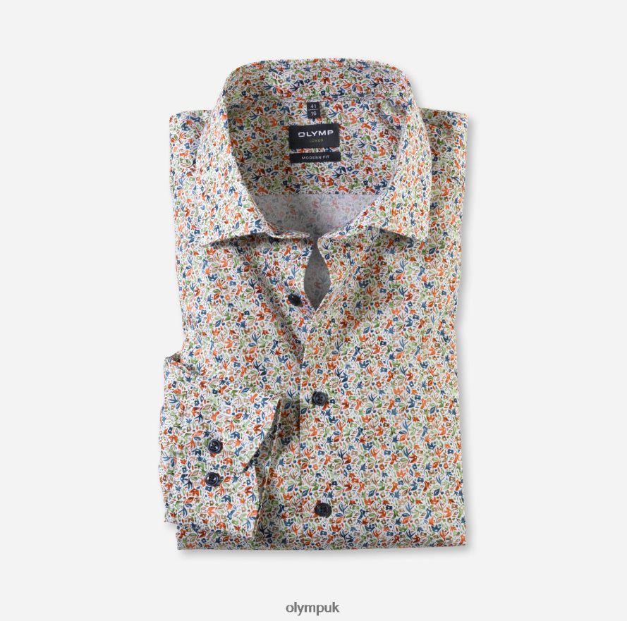 Clothing OLYMP Luxor Modern Fit, Business Shirt, Long Sleeve Extra Long, Global Kent, Orange NZ22L1446