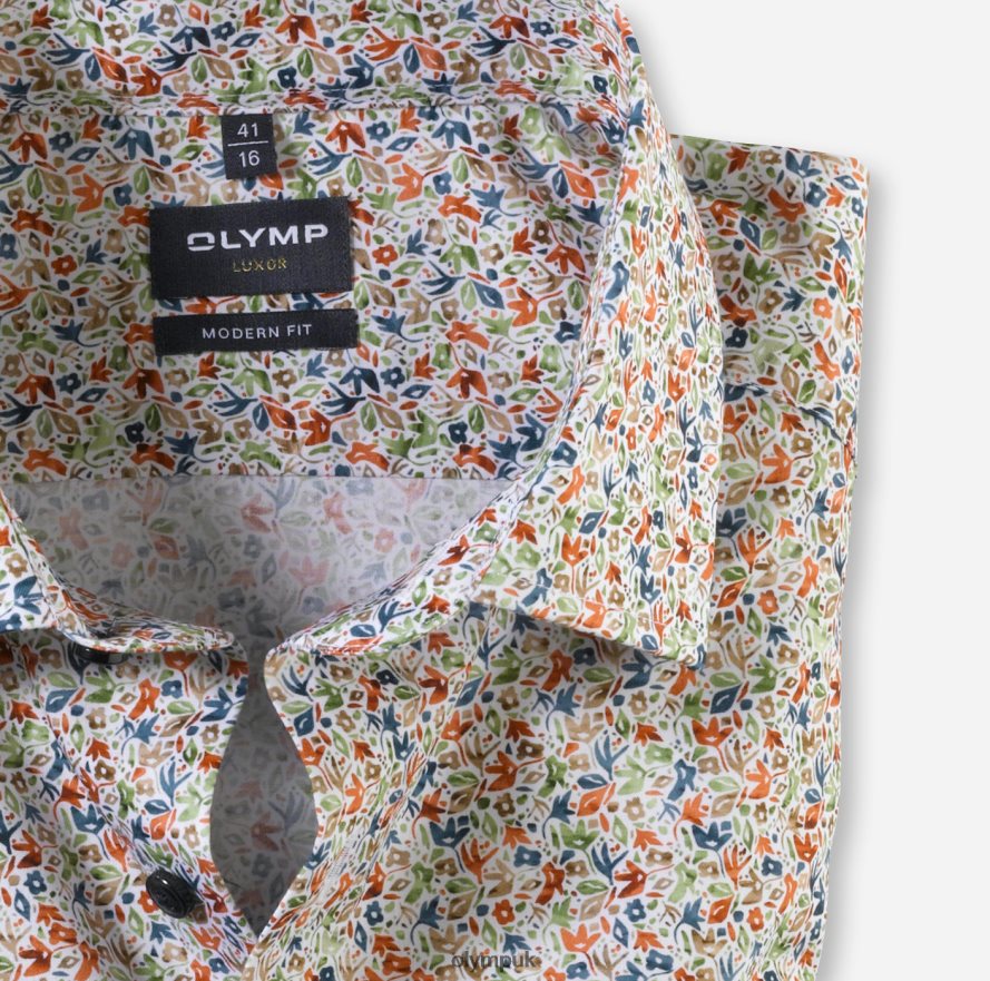 Clothing OLYMP Luxor Modern Fit, Business Shirt, Long Sleeve Extra Long, Global Kent, Orange NZ22L1446