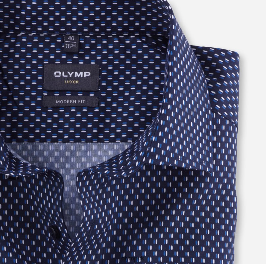 Clothing OLYMP Luxor Modern Fit, Business Shirt, Long Sleeve Extra Long, Global Kent, Royal NZ22L1406
