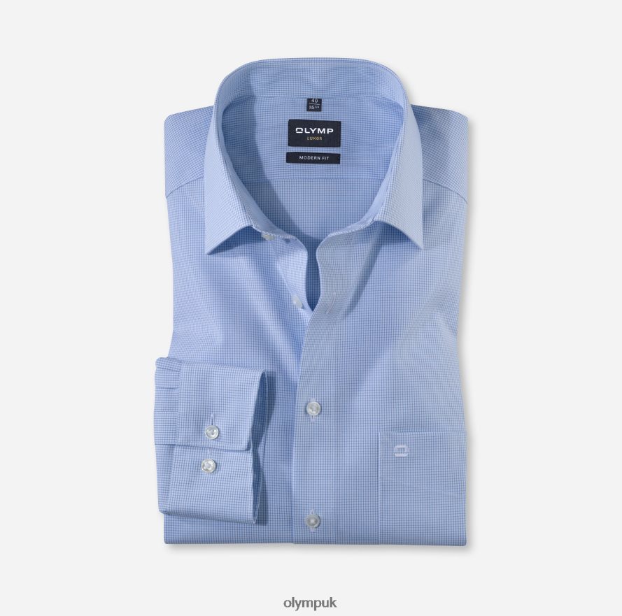 Clothing OLYMP Luxor Modern Fit, Business Shirt, Long Sleeve Extra Long, New Kent, Bleu NZ22L1454