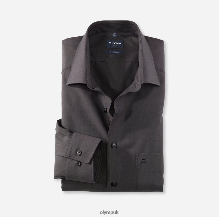 Clothing OLYMP Luxor Modern Fit, Business Shirt, New Kent, Anthracite NZ22L1397