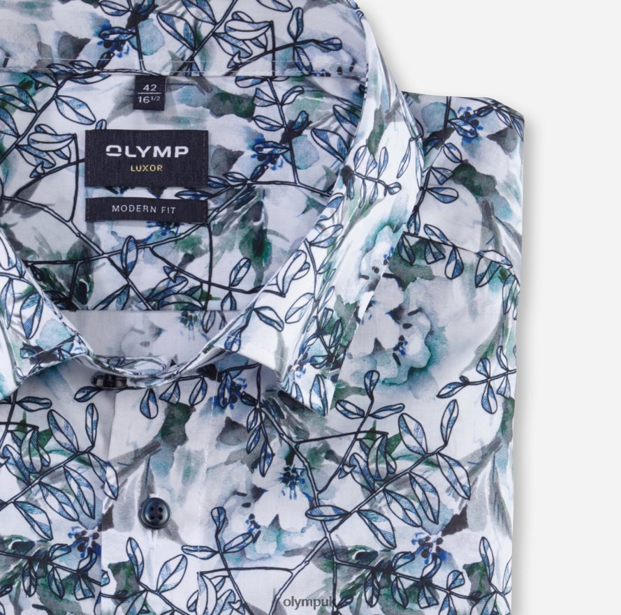 Clothing OLYMP Luxor Modern Fit, Business Shirt, Under Button-Down, Aqua NZ22L1082