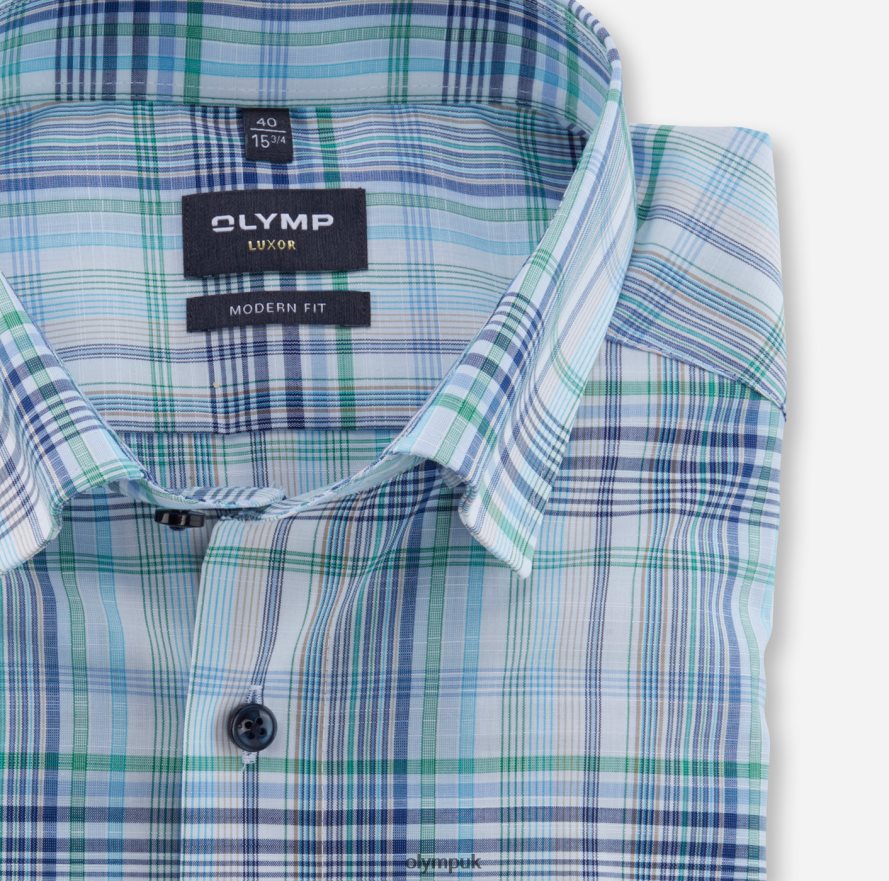 Clothing OLYMP Luxor Modern Fit, Business Shirt, Under Button-Down, Aqua NZ22L1251